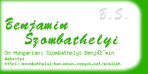 benjamin szombathelyi business card